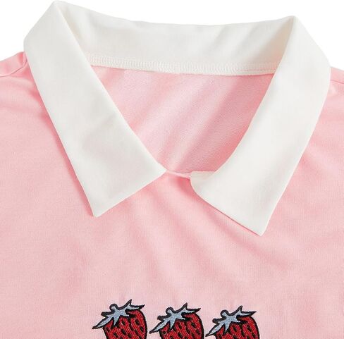 Women's Contrast Collar Strawberry Embroidery Sweatshirt in Kuwait