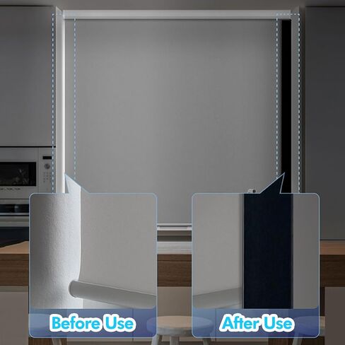 2 Pack Blackout Window Shades with Side Rail Tracks - Customizable Heavy Duty Light Proof Privacy Blinds & Gap Blockers (47.2in / 120cm) for Maximum Light Blocking in Kuwait