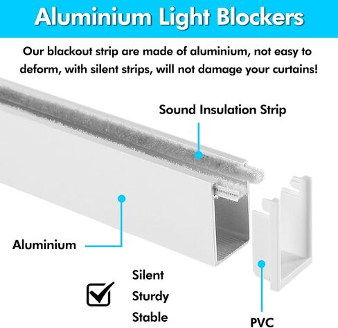 2 Pack Blackout Window Shades with Side Rail Tracks - Customizable Heavy Duty Light Proof Privacy Blinds & Gap Blockers (47.2in / 120cm) for Maximum Light Blocking in Kuwait