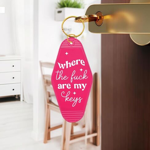 Funny Keychain Key Tag, Where The Fuck Are My Keys, Retro Motel Hotel Key Ring Gifts for Friends Family in Saudi Arabia