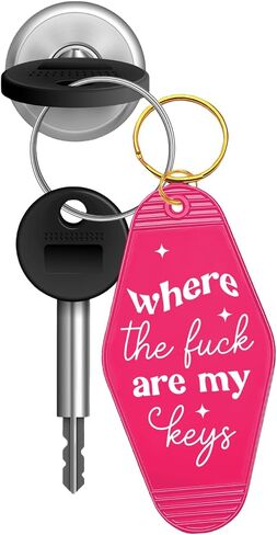 Funny Keychain Key Tag, Where The Fuck Are My Keys, Retro Motel Hotel Key Ring Gifts for Friends Family in Saudi Arabia