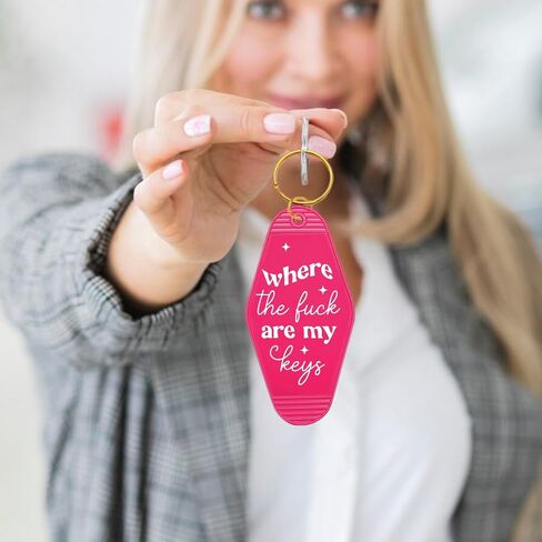 Funny Keychain Key Tag, Where The Fuck Are My Keys, Retro Motel Hotel Key Ring Gifts for Friends Family in Saudi Arabia