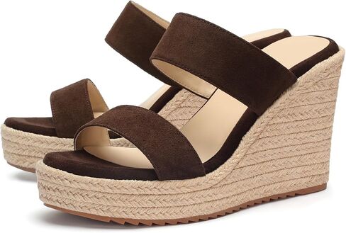 VICKI·VICKI Women's Wedge Sandals Wedges Heels Espadrilles,Slip on Open Toe Platform Summer Shoes,Casual Fashion Vacation Beach Dressy Office in Saudi Arabia