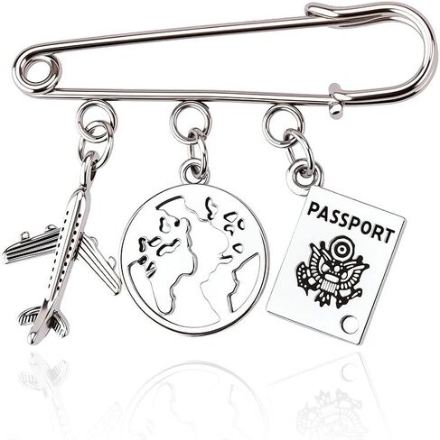 Travel Safety Pin Brooch for Traveller Pilot Adventurer Passport Airplane Pendant Lapel Pins Flight Accessories Stuff Earth Charm Brooch Bag Purse Pin for Travel Lovers Flight Attendant Gift in Saudi Arabia
