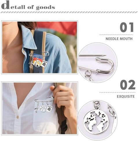 Travel Safety Pin Brooch for Traveller Pilot Adventurer Passport Airplane Pendant Lapel Pins Flight Accessories Stuff Earth Charm Brooch Bag Purse Pin for Travel Lovers Flight Attendant Gift in Saudi Arabia