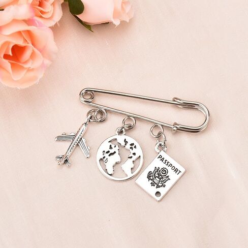 Travel Safety Pin Brooch for Traveller Pilot Adventurer Passport Airplane Pendant Lapel Pins Flight Accessories Stuff Earth Charm Brooch Bag Purse Pin for Travel Lovers Flight Attendant Gift in Saudi Arabia