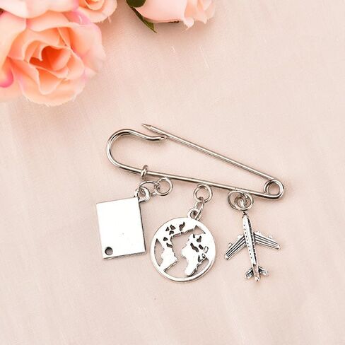 Travel Safety Pin Brooch for Traveller Pilot Adventurer Passport Airplane Pendant Lapel Pins Flight Accessories Stuff Earth Charm Brooch Bag Purse Pin for Travel Lovers Flight Attendant Gift in Saudi Arabia