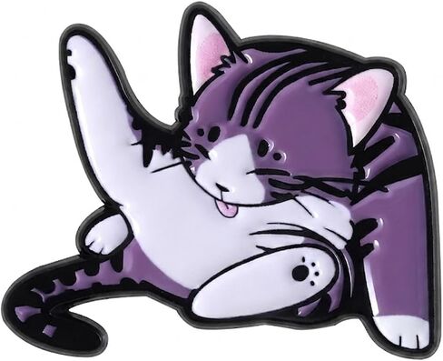 1Pcs Cute Purple Striped Cat Enamel Pin Brooch, Kawaii Kitty Lapel Pin, Cartoon Animal Badge for Backpack, Jacket, Hat, Gift for Women Girls Teens in Saudi Arabia