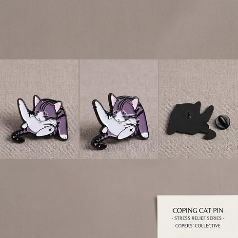 1Pcs Cute Purple Striped Cat Enamel Pin Brooch, Kawaii Kitty Lapel Pin, Cartoon Animal Badge for Backpack, Jacket, Hat, Gift for Women Girls Teens in Saudi Arabia