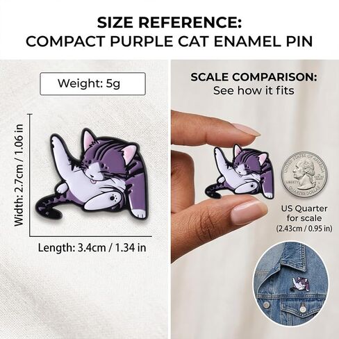 1Pcs Cute Purple Striped Cat Enamel Pin Brooch, Kawaii Kitty Lapel Pin, Cartoon Animal Badge for Backpack, Jacket, Hat, Gift for Women Girls Teens in Saudi Arabia