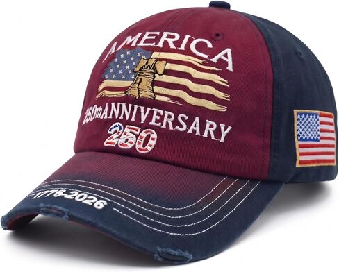America 250th Anniversary Baseball Cap, Vintage Embroidered 1776-2026 USA Patriotic Hat, Distressed Liberty Bell Dad Hat in Saudi Arabia