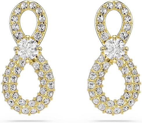أقراط سواروفسكي Hyperbola، قطع دائري، Pavé، Infinity، بيضاء، مطلية بالذهب in Kuwait