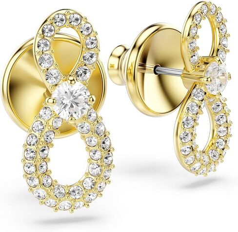 أقراط سواروفسكي Hyperbola، قطع دائري، Pavé، Infinity، بيضاء، مطلية بالذهب in Kuwait