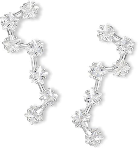 Gold Plated Climber Earrings for Women Ear Crawler Earrings Cubic Zirconia Trendy Flower Leaf Cuffs Studs Earring Dainty Purple Butterfly Crawler Sparkly Star Climbers Studs Earscpae Statement Earrings Gifts in Saudi Arabia