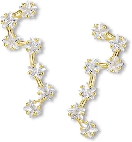 Gold Plated Climber Earrings for Women Ear Crawler Earrings Cubic Zirconia Trendy Flower Leaf Cuffs Studs Earring Dainty Purple Butterfly Crawler Sparkly Star Climbers Studs Earscpae Statement Earrings Gifts in Saudi Arabia