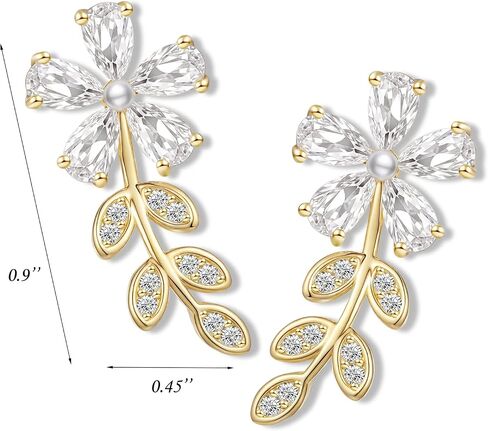 Gold Plated Climber Earrings for Women Ear Crawler Earrings Cubic Zirconia Trendy Flower Leaf Cuffs Studs Earring Dainty Purple Butterfly Crawler Sparkly Star Climbers Studs Earscpae Statement Earrings Gifts in Saudi Arabia