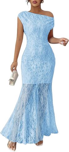 MITILLY Formal 2026 Summer Wedding Guest Dress for Women One Shoulder Bodycon Mesh Cocktail Maxi Dresses in Saudi Arabia