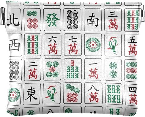 Mahjong Women's Waterproof PU Leather Coin Purse, Slim Travel Wallet with Zipper - Compact Card Holder & Jewelry Organizer for Cash, Keys, Lipstick in Saudi Arabia