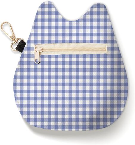 Cat-Shaped Coin Purse, Dusty Pink Gingham Mini Zipper Velvet Change Pouch with Keychain, Portable Coin Pouch Small Wallet for Women, Cute Cat Lover Gifts, Ideal for Earbuds Lipstick Backpack Charm in Saudi Arabia