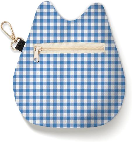 Cat-Shaped Coin Purse, Dusty Pink Gingham Mini Zipper Velvet Change Pouch with Keychain, Portable Coin Pouch Small Wallet for Women, Cute Cat Lover Gifts, Ideal for Earbuds Lipstick Backpack Charm in Saudi Arabia