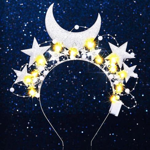 GORTIN Light up Star Headband LED Rhinestones Halo Crown Moon Costume Headwear Glitter Hair Accessories for Women in Saudi Arabia