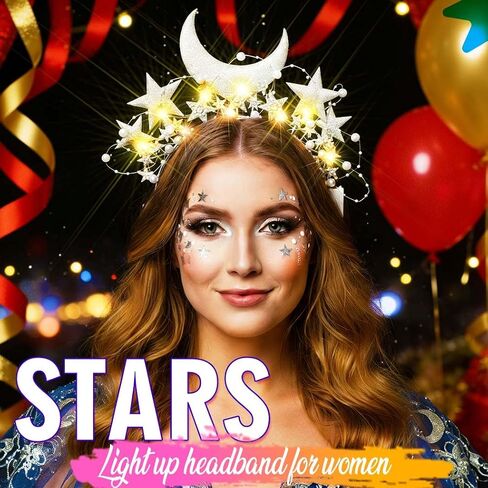 GORTIN Light up Star Headband LED Rhinestones Halo Crown Moon Costume Headwear Glitter Hair Accessories for Women in Saudi Arabia