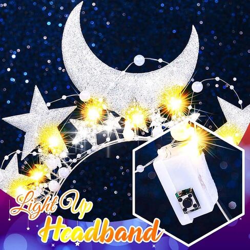GORTIN Light up Star Headband LED Rhinestones Halo Crown Moon Costume Headwear Glitter Hair Accessories for Women in Saudi Arabia
