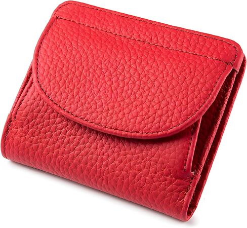 Women's RFID Blocking Wallet – Slim Genuine Leather Bifold Card Holder with Coin Pocket & Clear ID Window | Mini Small Purse fits 7 Cards | Lightweight Compact (Red) in Saudi Arabia