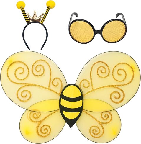Bee Wings, Bee Antenna Headband and Glasses, Bumble Bee Costume for Women, Halloween Bees Costume Outfit Accessories for Adults in Saudi Arabia