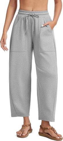 Womens Barrel Wide Leg Sweatpants Casual Baggy Pants Elastic Waist Travel Stretch Pants with Pockets in Saudi Arabia