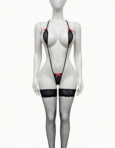 Womens Micro Bikini Extreme See Through Lingerie One Piece Swimsuits with Fishnet Stockings in Saudi Arabia