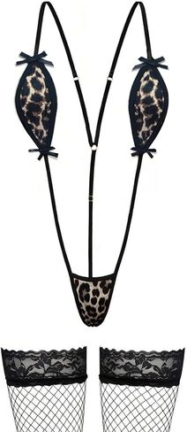 Womens Micro Bikini Extreme See Through Lingerie One Piece Swimsuits with Fishnet Stockings in Saudi Arabia