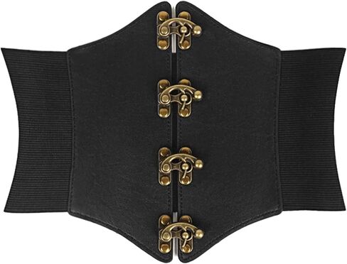 Women's Gothic Elastic Waist Belt Retro Wide Waspie Corset Belts for Women in Saudi Arabia