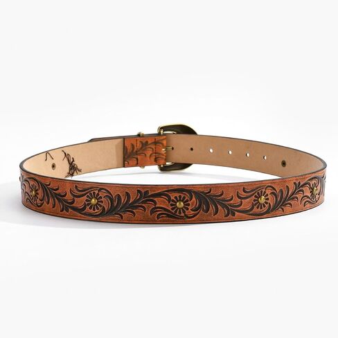 Western-Cowboy-Belt for Women - PU-Leather Embossed Floral Adjustable Waist Belt for Jeans(for 28-38'') in Kuwait