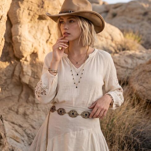 Western Concho Chain Belt for Women, Vintage Cowgirl Waist Chain with Turquoise, Bohemia Belt Accessories for Cosplay in Saudi Arabia