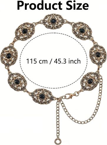 Western Concho Chain Belt for Women, Vintage Cowgirl Waist Chain with Turquoise, Bohemia Belt Accessories for Cosplay in Saudi Arabia