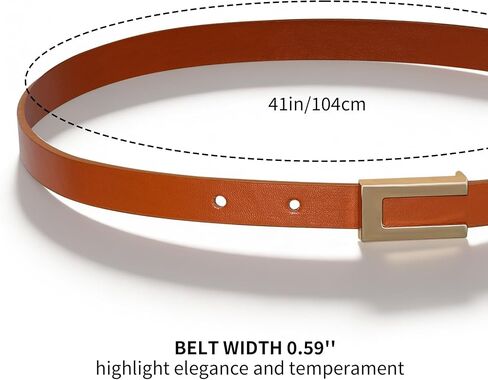 2 Pack Skinny Leather Belts Thin Belts with Golden Buckle for Women Ladies Minimalist Dresses Jeans Pants Waist Belt in Kuwait