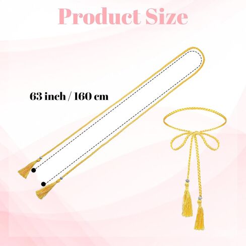 2 Pack Gold Rope Belts for Women, 67 Inch Long Rope Tassel Belt for Women Skirt Dress Toga Accessories (Gold) in Kuwait