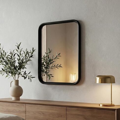 Rounded Rectangle Wall Mirror, Metal Frame Decorative Mirror for Wall, Minimalist Modern Accent Mirror for Bathroom Bedroom Entryway (12 x 16 Inch) in Saudi Arabia