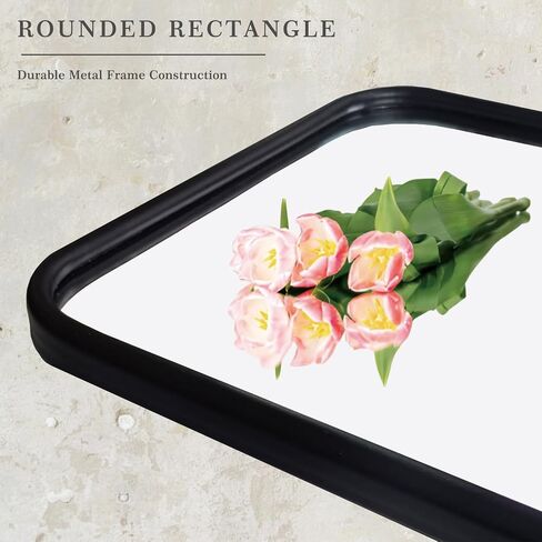 Rounded Rectangle Wall Mirror, Metal Frame Decorative Mirror for Wall, Minimalist Modern Accent Mirror for Bathroom Bedroom Entryway (12 x 16 Inch) in Saudi Arabia