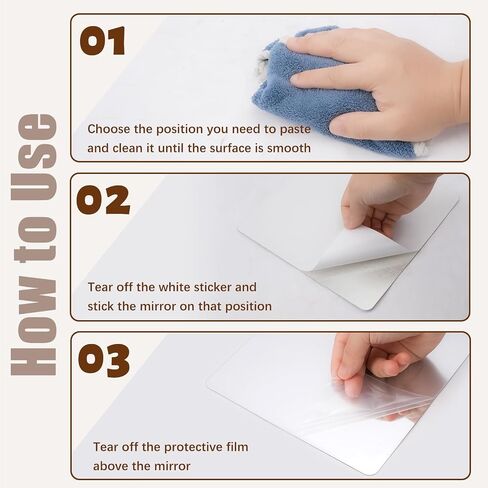 6 Pack Self Adhesive Acrylic Mirror, 8 x 8 Inch Flexible Frameless Square Shatterproof Peel and Stick on Mirror Stickers, Mirror Sheets for Wall Mirror for Door Home Bedroom Bathroom Decor in Saudi Arabia