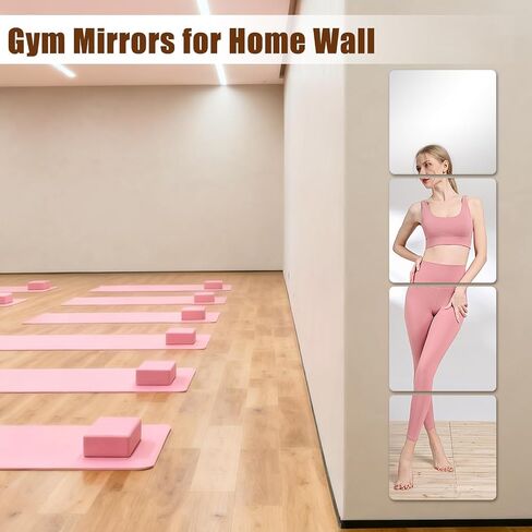 6 Pack Self Adhesive Acrylic Mirror, 8 x 8 Inch Flexible Frameless Square Shatterproof Peel and Stick on Mirror Stickers, Mirror Sheets for Wall Mirror for Door Home Bedroom Bathroom Decor in Saudi Arabia
