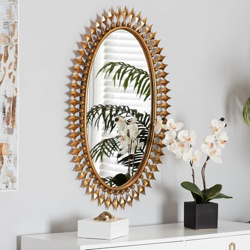 Baxton Studio Rogier Antique Goldleaf Metal Accent Wall Mirror in Saudi Arabia