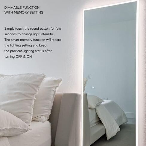 ZEEK 65x22 Inch Backlit LED Bedroom Full Length Body Mirror Wall Mounted MA2265 in Kuwait
