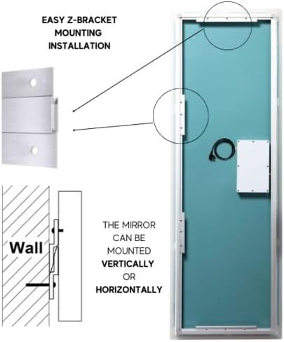 ZEEK 65x22 Inch Backlit LED Bedroom Full Length Body Mirror Wall Mounted MA2265 in Kuwait
