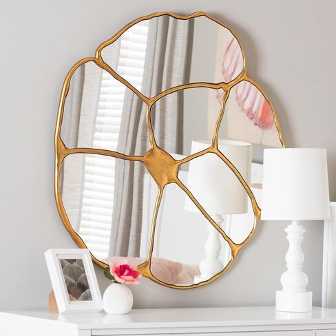 Baxton Studio Novia Antique Goldleaf Flower Accent Wall Mirror in Saudi Arabia