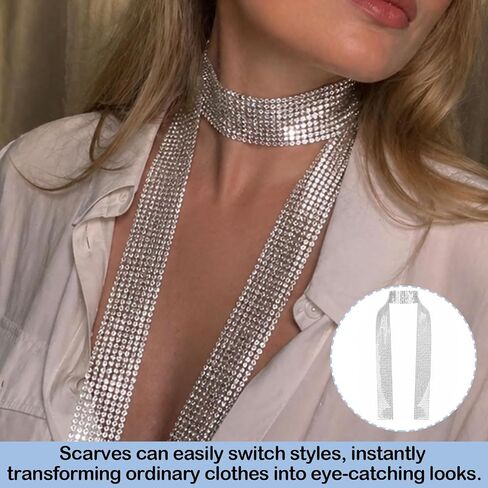 Metal Sequin Ties for Women Long Skinny Scarves, Sparkly Sequin Scarf Glitter Necktie Belt for Prom Wedding Party Cocktail Daily Wear in Saudi Arabia