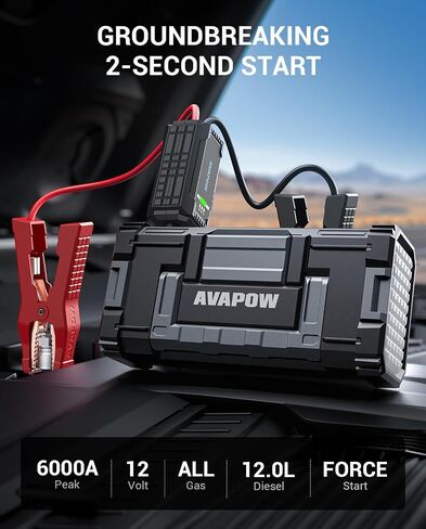 AVAPOW Jump Starter 2000A Peak Portable Battery Jump Starter for Car with Dual USB Quick Charge 3.0(Up to 8.0L Gas or 6.5L Diesel),12V Jump Box,Compact Lithium Car Power Pack in Kuwait