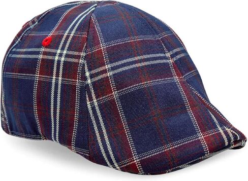 The Original Boston Scally Cap - The Brave Newsboy Flat Cap - 6 Panel Cotton Fitted Hat for Men - Navy Plaid in Saudi Arabia