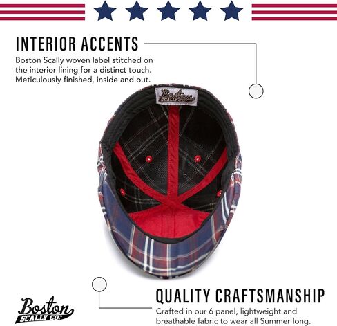 The Original Boston Scally Cap - The Brave Newsboy Flat Cap - 6 Panel Cotton Fitted Hat for Men - Navy Plaid in Saudi Arabia